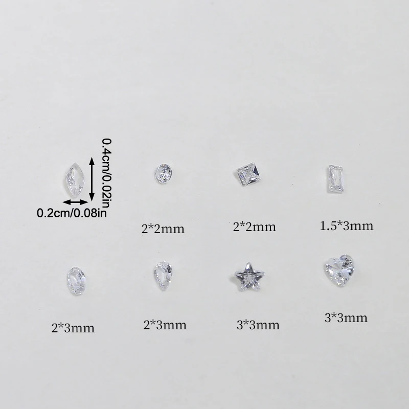 50Pcs มินิเล็บ Rhinestones โปร่งใสเพทายแฟลชเล็บคริสตัลอัญมณีพราวเล็บเคล็ดลับ 3D ตกแต่งเล็บ