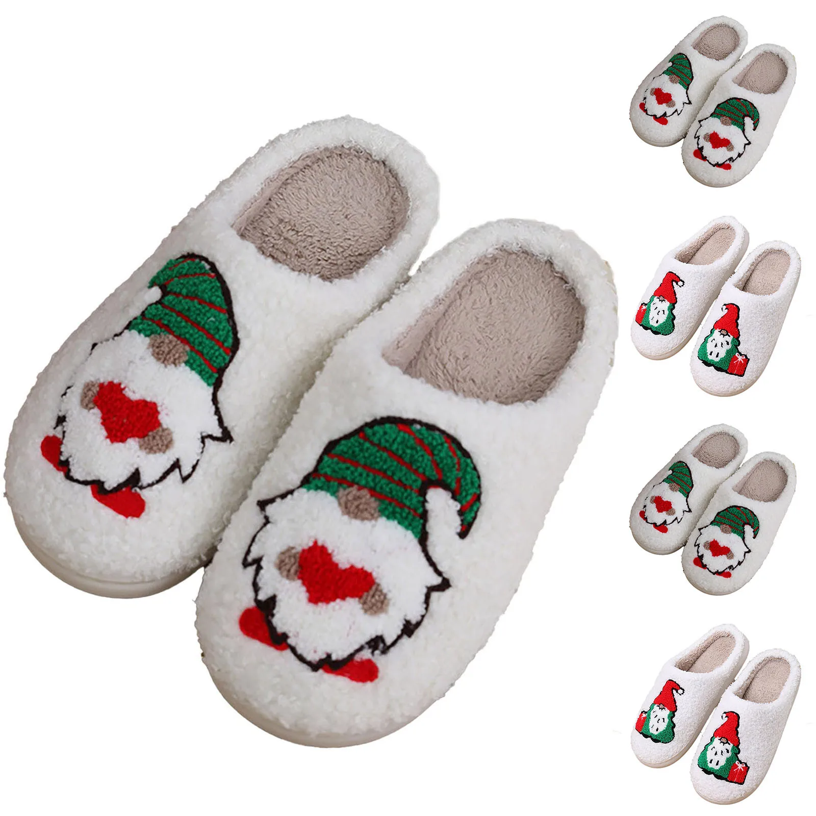 Christmas Santa Claus Cotton Slippers Men's And Women's Models Winter Cute Cartoon Fashion Home With Warm Plush Cotton Student