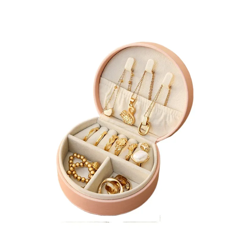 

Portable Jewelry Box Small Delicate Earrings Earrings Necklace Ring Storage Box Travel Jewelry Box New