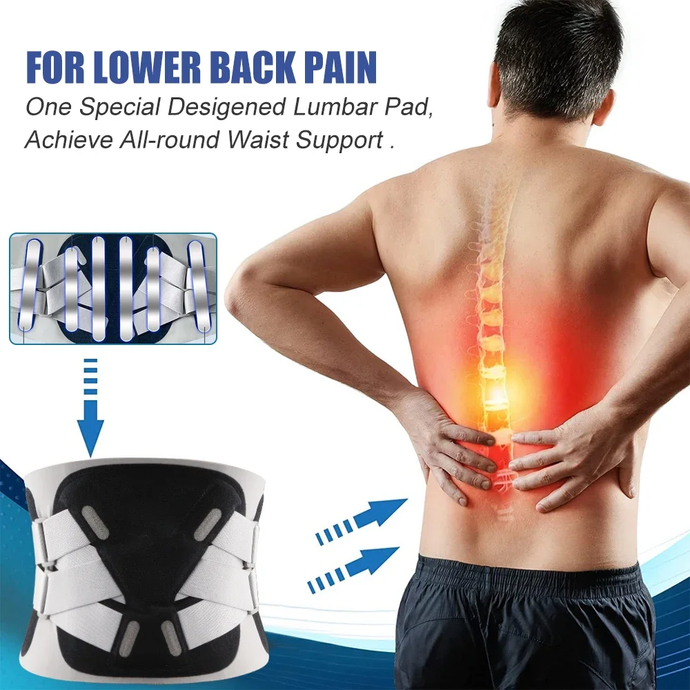 1 Pcs Lower Back Brace Breathable Lower Back Support, Adjustable Lumbar Support Belt with 6 Stays for Herniated Disc, Sciatica