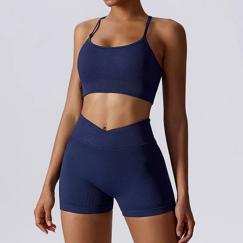 Yoga Short Sets Seamless SportsWear Women Sport Outfit For Woman Crop Top Mini Shorts Suit Workout Clothes Athletic Wear