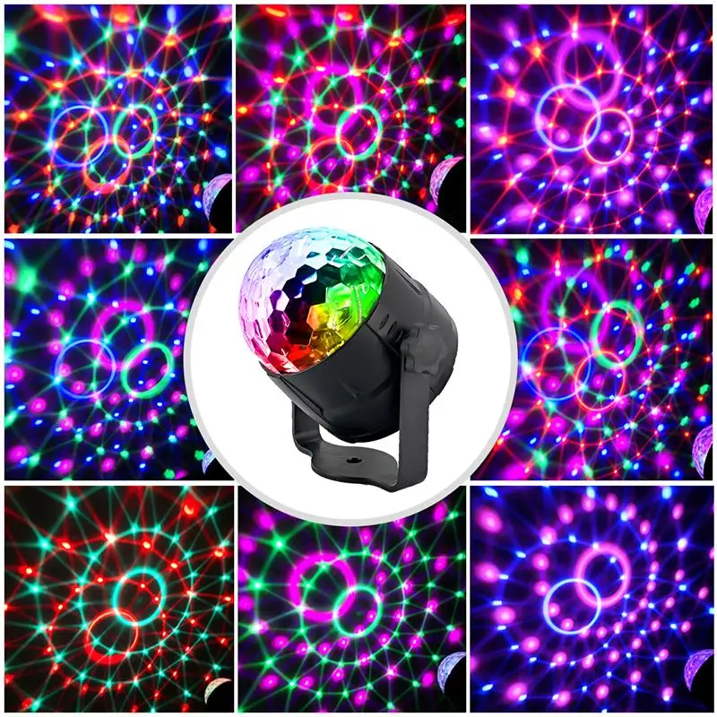 Mini RGB LED Crystal Magic Ball Stage Effect Verlichting Verlichting Party Disco Club DJ Lamp met afstandsbediening 15 kleuren Lumiere Beam