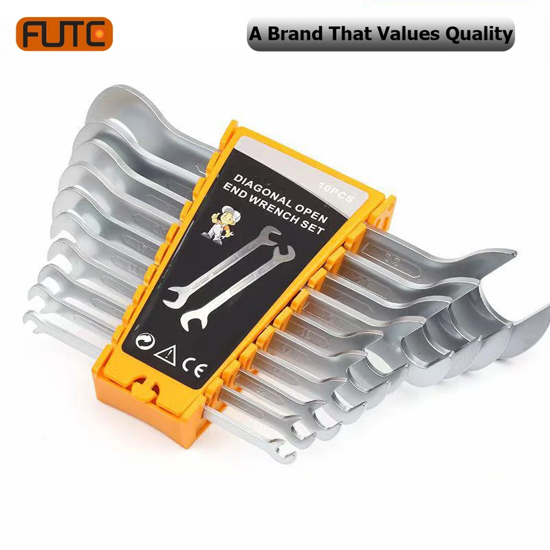 

8-10pcs set Double Headed Wrench angle wrench 45 degrees Open End Ultra Thin Spanner Mechanical Wrench Set Car Repair Hand Tools