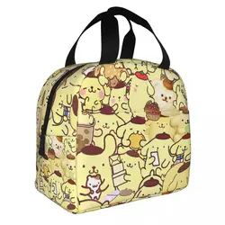 Sanrio Kawaii Pom Pom Purin borse per il pranzo isolate borsa termica riutilizzabile grande Tote Lunch Box Bento Pouch College Outdoor