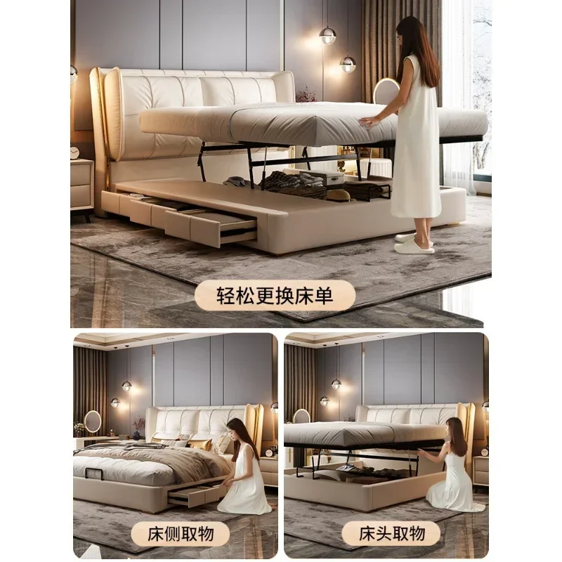 

Organizer furniture luxury king size bed full marriage bedrooms twin bed 180x200cm with storage Headboard frames and bed bases