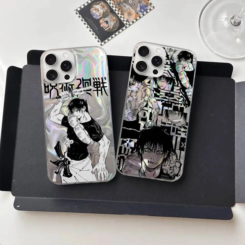 

J-Jujutsu Toji Kaisen F-Fushiguro Phone Case For iPhone 11 12 13 14 15 16 17 Plus Pro Max Satin Laser Glossy Cover