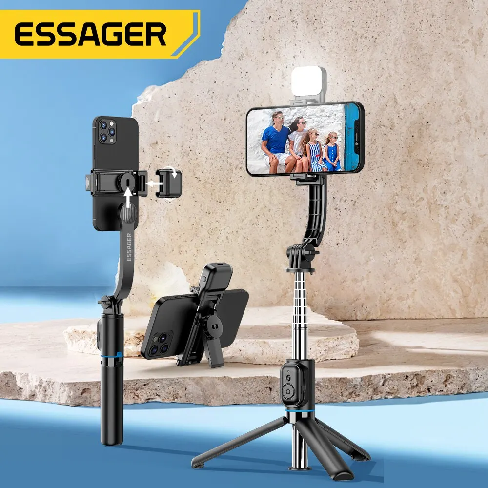 Essager selfie stickdegree foto titular alongado tripé transmissão ao vivo suporte todos os telefones celulares bluetooth controle remoto tikt