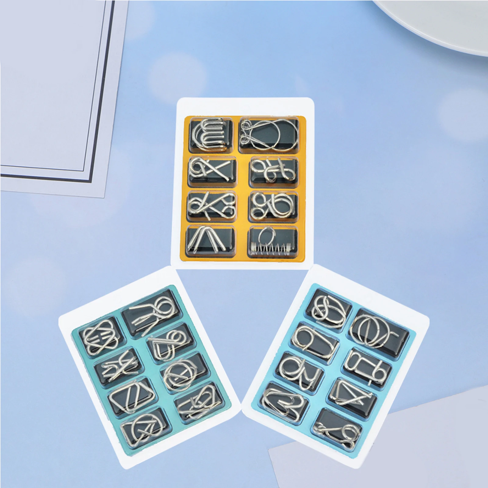 24-delig IQ-testspeelgoed Brain Teaser Metaaldraadpuzzels Trucspeelgoed Metalen IQ-puzzel Bordspel voor kinderen, volwassenen