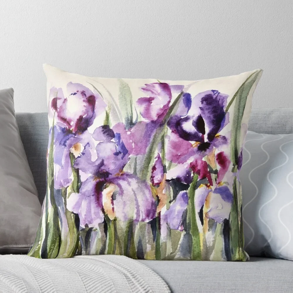 

Purple Iris Art Watercolor Throw Pillow Decorative Cushions