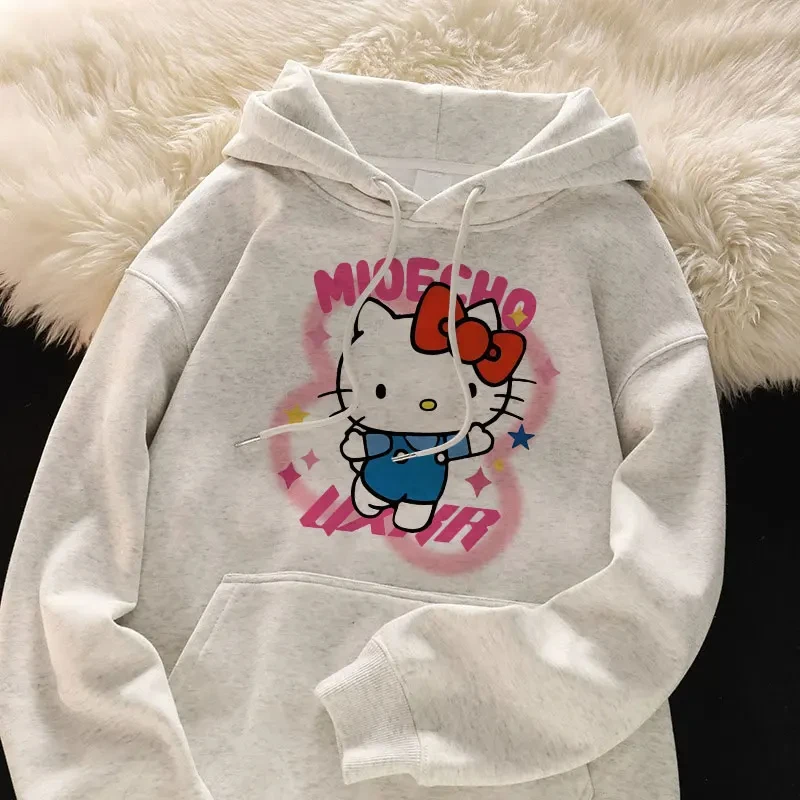 2024 Hot Selling Girls Hoodie Fashion Casual Spring and Autumn Winter New HelloKitty Printed Large Children\'s Cotton Hooded Coat