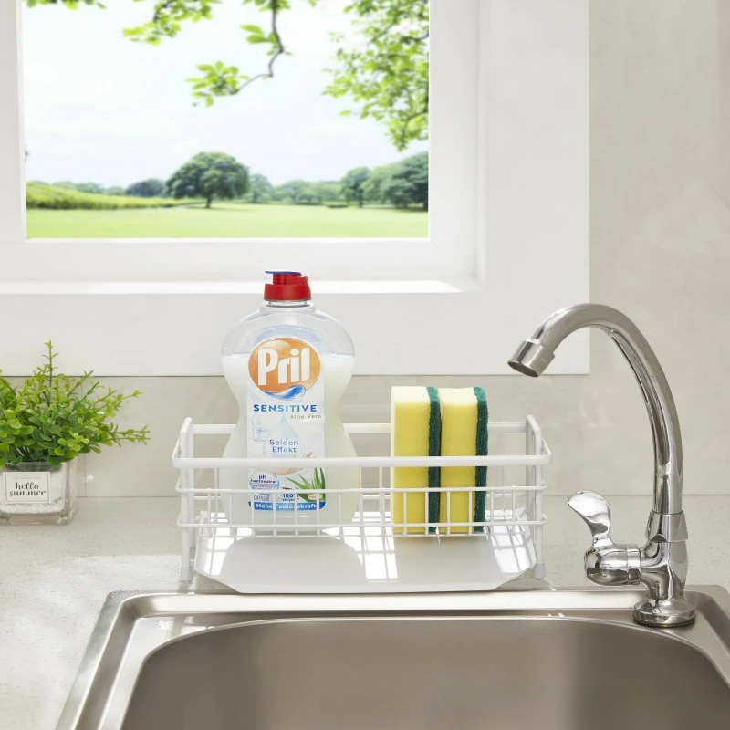 Kitchen Sponge Drain Rack Sink Sponge Storage Basket Stainless Steel Hand Sanitizer Storage Rack
