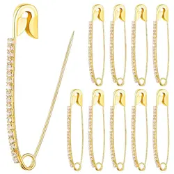 Gold Rhinestone Safety Pins Brooches Sweater Shawl Clips For Women Clothing Hat Accessory For Women