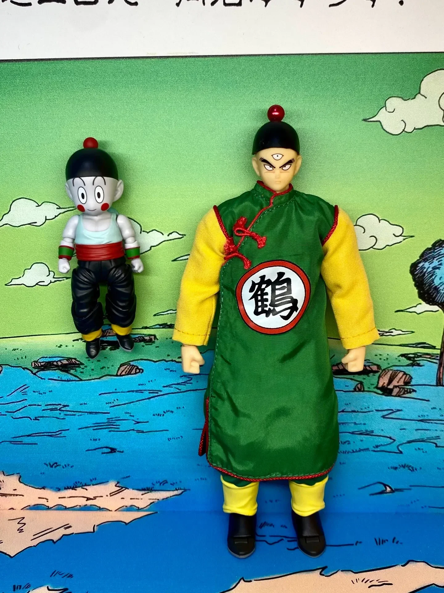 Dragon Ball Shf Anime Handmade Series Tien Shinhan Crane Immortal Robe Hat Cloak Suitable for 1/12 Size Movable Humanoid Toy