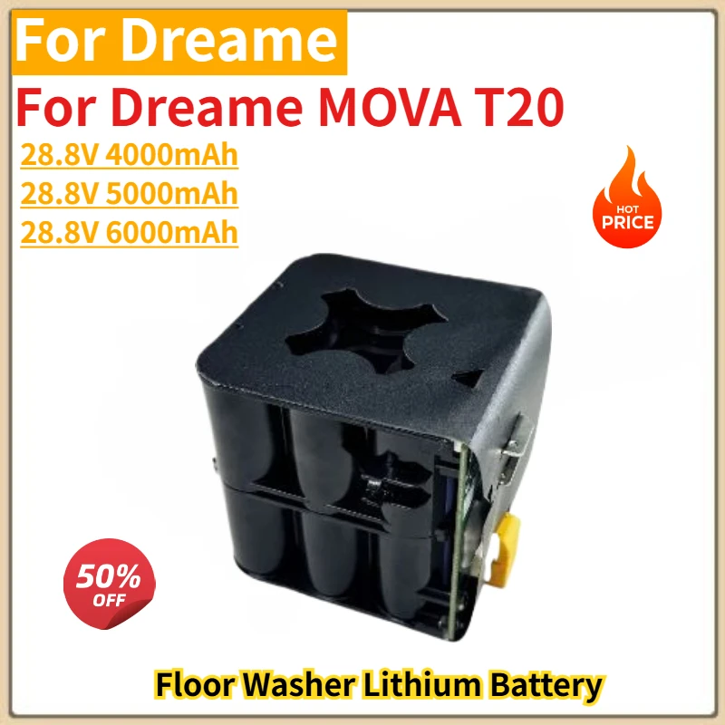 High Quality 28.8V 4000mAh 5000mAh 6000mAh Lithium Battery for Dreame MOVA T20 Floor Washer Brand New Replacement Battery