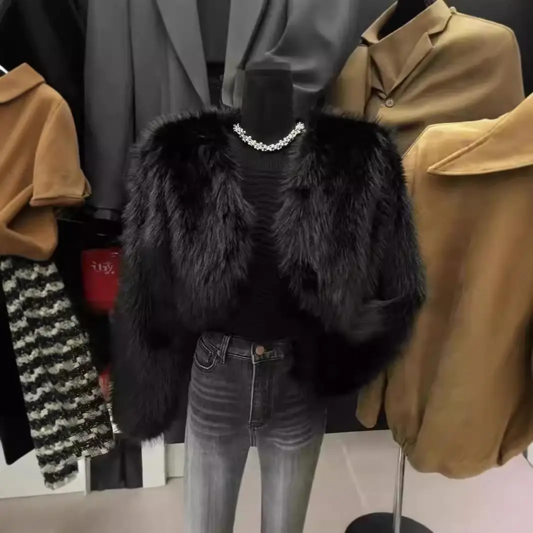 秋冬新作 スレ ウルトラオート ファーコート 人工毛皮 レディース トップス クロスボーダー awl Vネック ロングスリーブコート