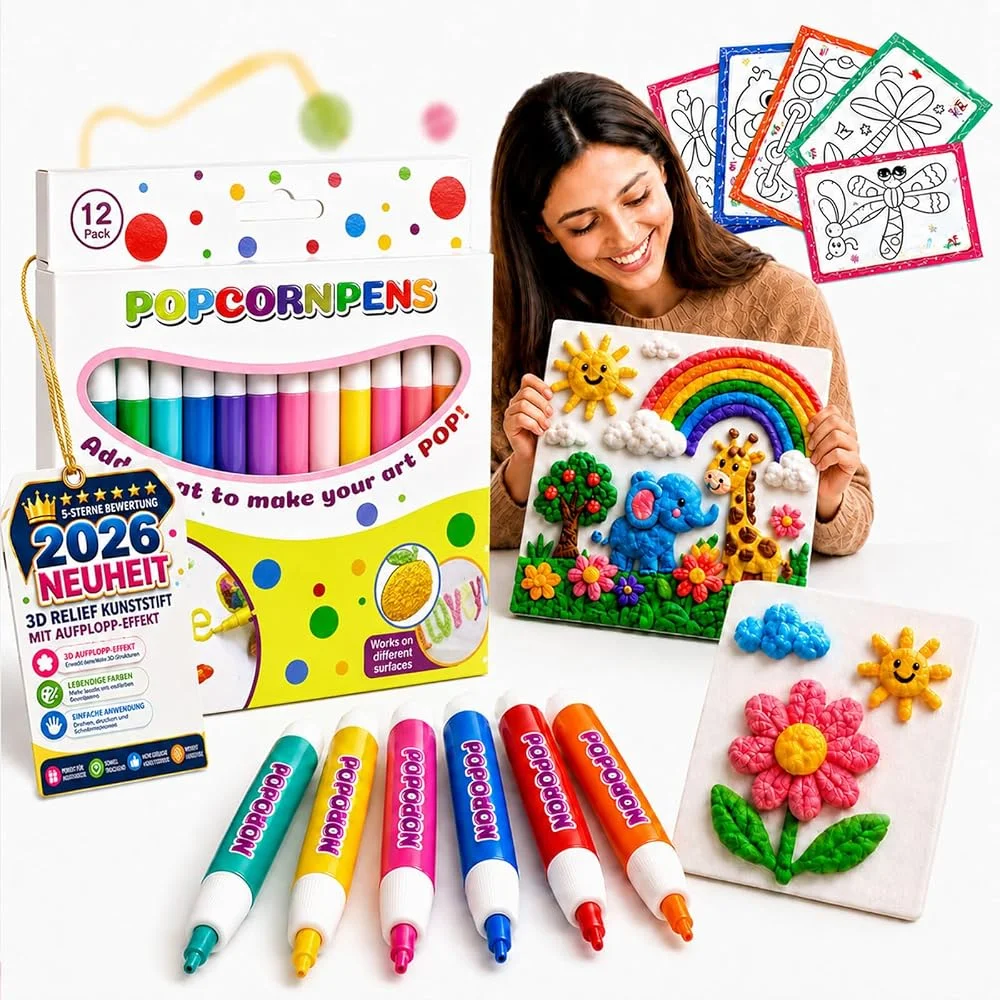 Bubble Popcorn Painting Pen 3D Bubble Drawing Pen Heat Activated Puff Paint Raised Texture Craft Tool For DIY Artwork Greeting