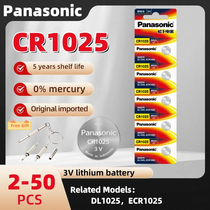 CR1025 Panasonic 3V Lithium Button Battery KL1025 BR1025 LM1025 DL1025 CR 1025 5033LC Coin Cell Watch Batteries for Toys Remote