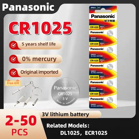CR1025 Panasonic 3V Lithium Button Battery KL1025 BR1025 LM1025 DL1025 CR 1025 5033LC Coin Cell Watch Batteries for Toys Remote