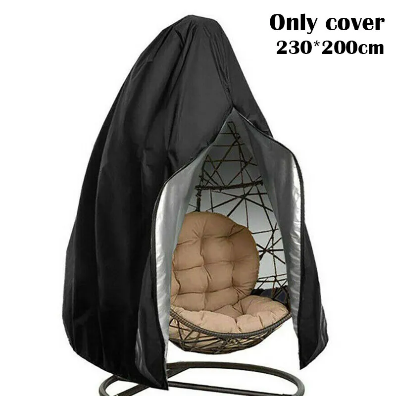 Patio Hanging Egg Chair Cover Waterproof Outdoor Single Seat Swing Egg Chair With Stand Cover Wind-Proof Egg Chair Cover With