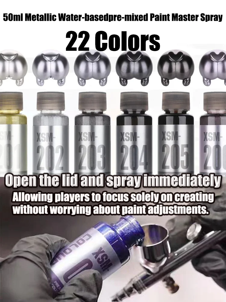 Pintura Metálica a Base de Agua XSM 50ml, Premezclada, en Aerosol, 22 Colores, para Pintar a Mano, Kit de Modelismo, Pigmento para Manualidades y Bricolaje 2026