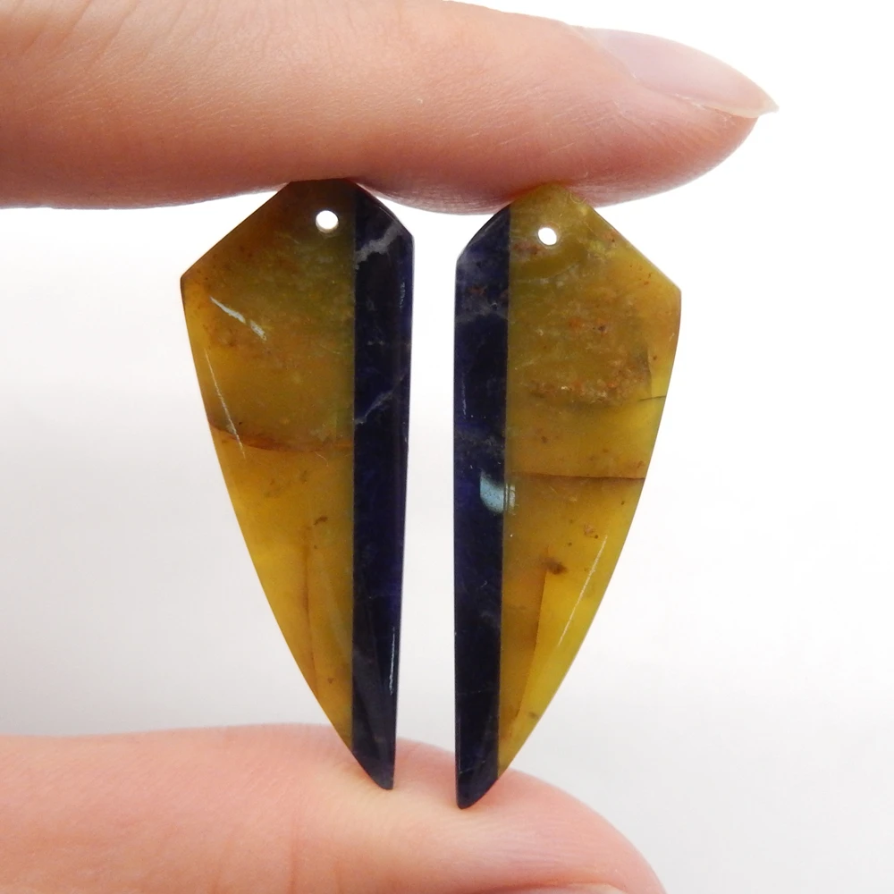 Natural African Sodalite,Yellow Opal  Intarsia Teardrop Earrings Bead For Women,DIY Semi-precious Stones Jewelry Accessories