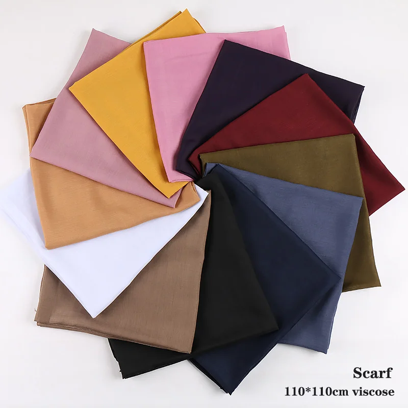 2024 neue einfarbige quadratische Schal Baumwolle muslimischen Hijab Frauen Stirnband Bandana alle passen Wraps Kopftuch Schals Schal 110*110cm