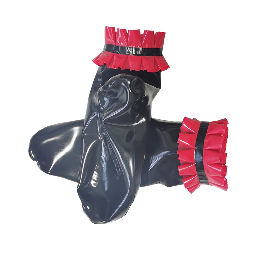 Natural Latex Rubber Socks With Lace Seamed Handmade S-LA058