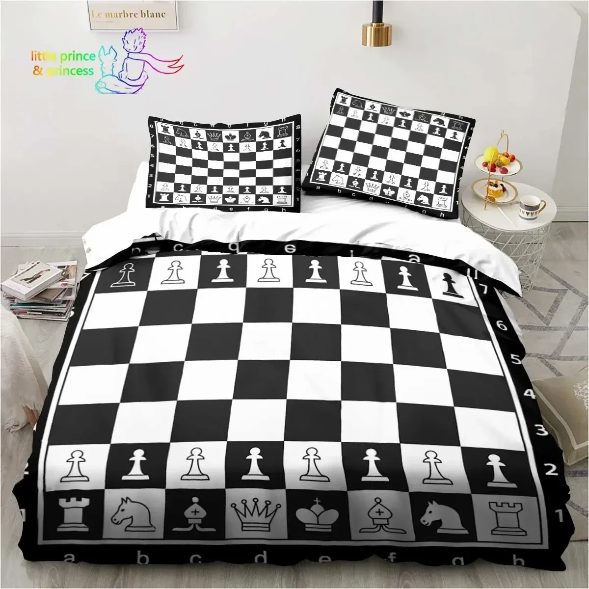 Funny Chess Board Bedding Set Single Twin Full Queen King Size Bed Set Adult Kid Bedroom 3D Printed Bedding Gift