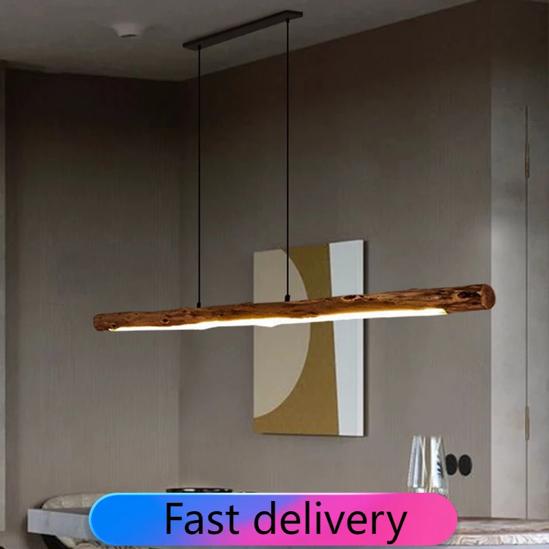 

Natural LED Wooden Chandelier Japanese Nordic Minimalist Style Pendant Light For Loft Dining Room Bedroom Decoration