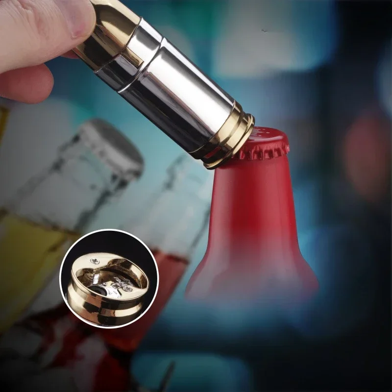 Creative Flashlight Lighter Metal Bullet Shaped Butane Windproof Lighters Men\'s Cigarette Cigar Carry Beer Bottle Opener Gadget