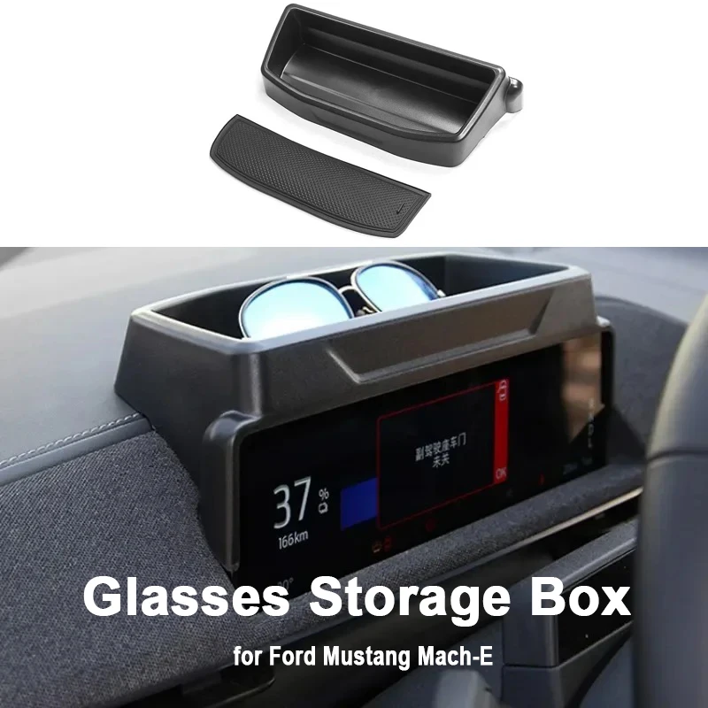 Brillen-Aufbewahrungsbox für Ford Mustang Mach-E, Armaturenbrett, Rückwand, Sonnenbrillenetui, Aufräumen, rutschfestes Silikon-Pad, Autozubehör