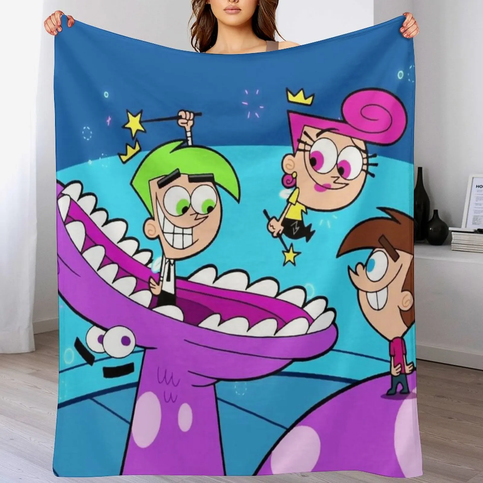 Fairly odd Parents Funny Gift For Fans fairly odd parents movie cartoon Throw Blanket cosplay anime Luxury Throw Blankets