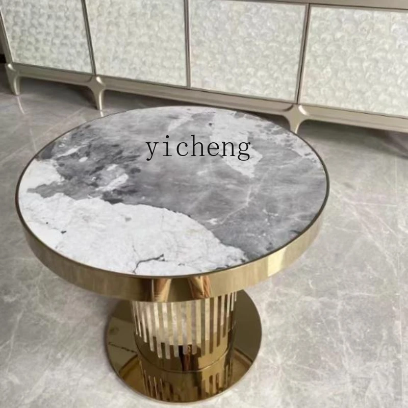 

Home Use Mobile Delifeng Rock Plate Round Coffee Table Light Luxury Tea Table Living Room Coffee Table