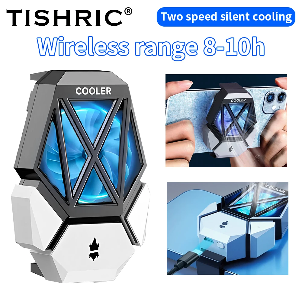 TISHRIC Cooler for Cell Phone,Mobile Phone Radiator Blocker, Charging usage Mini Cooling Fan,Smartphone Heat Sink for Games Live