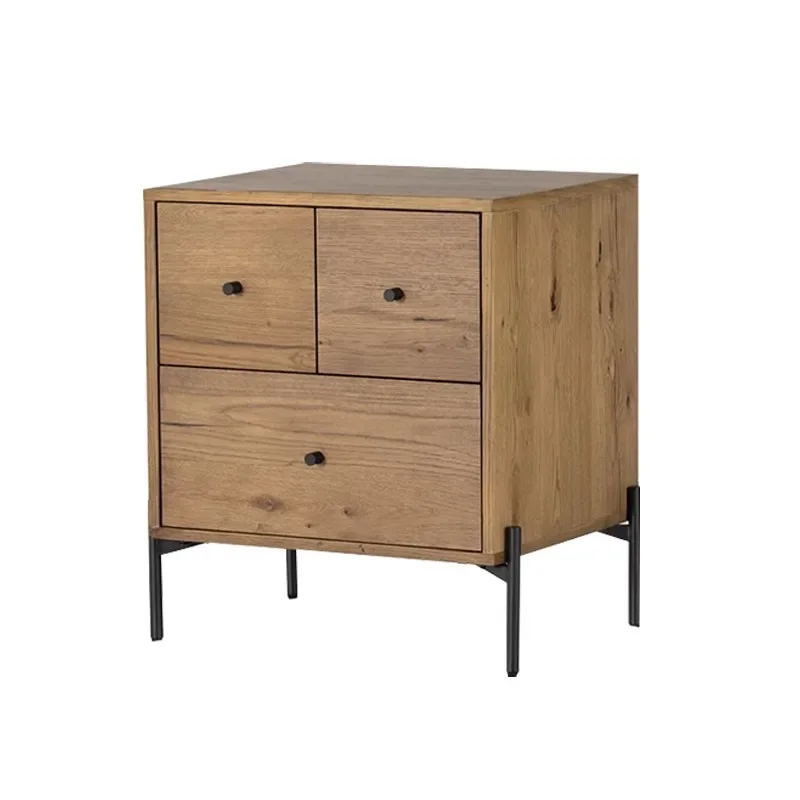

Wabi Sandy Wind Solid Wood Bedside Table Retro Simple Bedroom Small Unit Storage Cabinet B & B Hotel Bucket Cabinet Locker