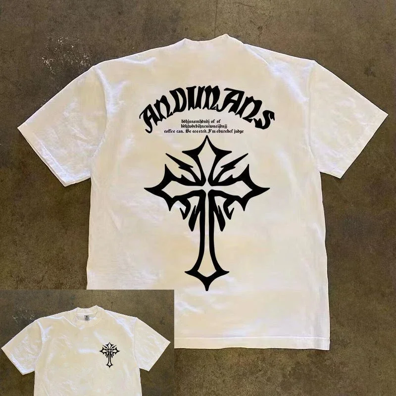 

Impervious American Trend Printed T-shirt Pure Cotton Short-sleeved Men's Fashion Does Not Show Fat Personalized Design Half-