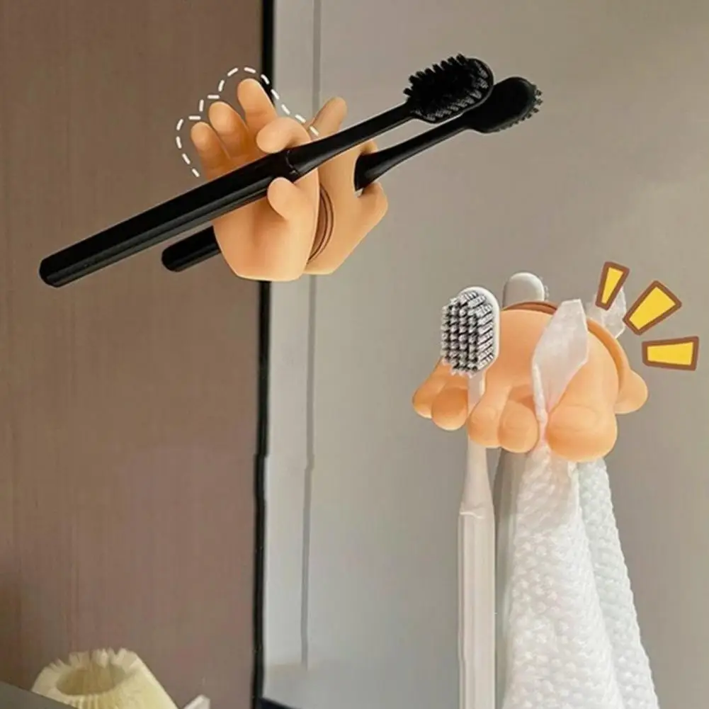Storage Rack Cute Toothbrush Holder Shape Bathroom Toothbrush Holders Towel Key Hangers Racks Easy Installation for Organizing - view 6
