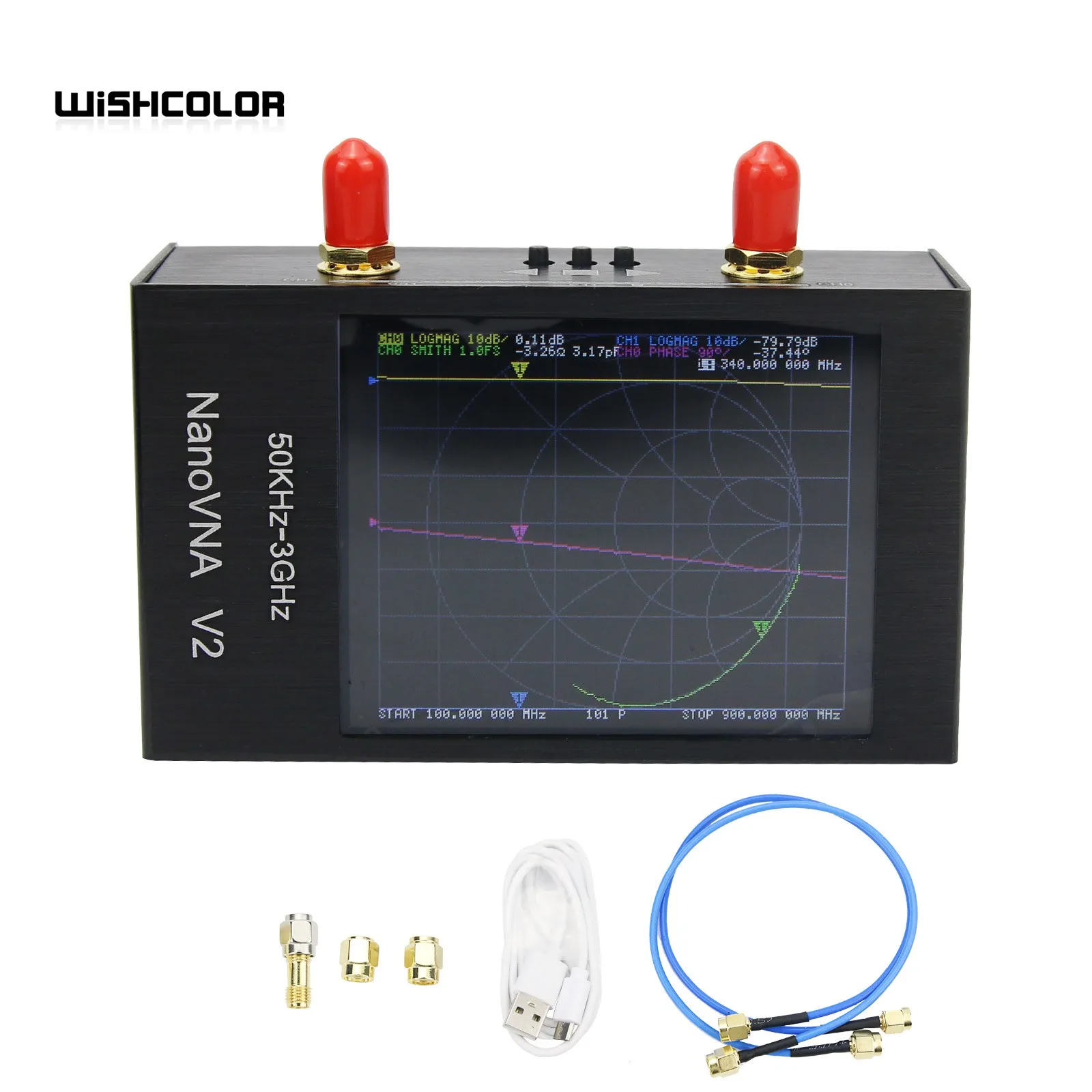 

Wishcolor NanoVNA V2 50KHz-3GHz Vector Network Analyzer Antenna Analyzer Metal Shell For Shortwave HF VHF UHF