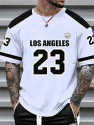 Number23 Los Angeles Print Mens T-Shirt Man Short Sleeves Sportwear Football T-Shirt Vintage Oversize 5 colors Tees Men Clothes