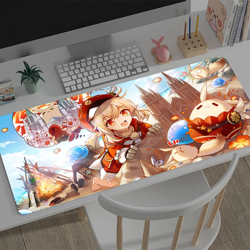 Mouse Pad Large Genshin Impact Klee Gamer Keyboard Mat Pads Gaming Desk Protector Laptops Mousepad Deskmat PC HD Anime Mousepad