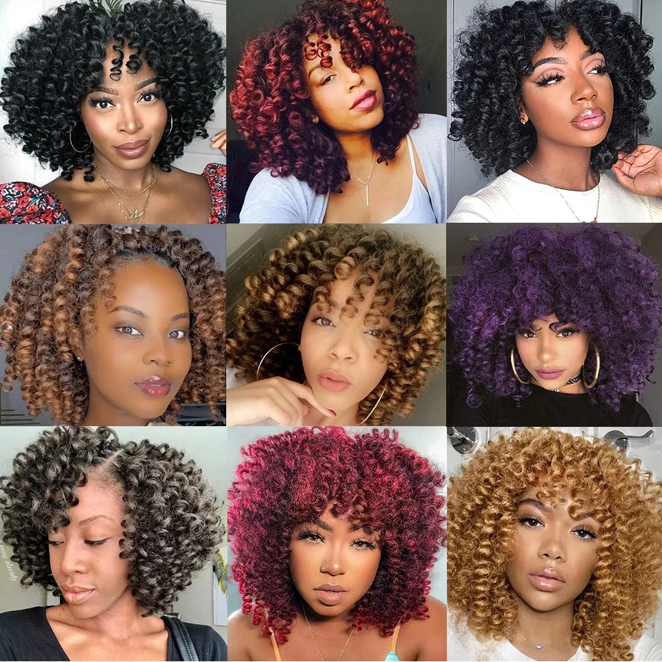 3 Packs Fluffy Wand Curl Crochet Hair 8 Inch Synthetic Jumpy Wand Curl Hair 60 Roots Ringlet Twist Braiding Hair For Black Women