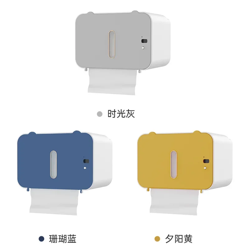 Automatic Toilet Paper Dispenser Wall-Mounted Smart Toilet Paper Holder Punch-Free BathroomTissue Box Bathroom Accessories