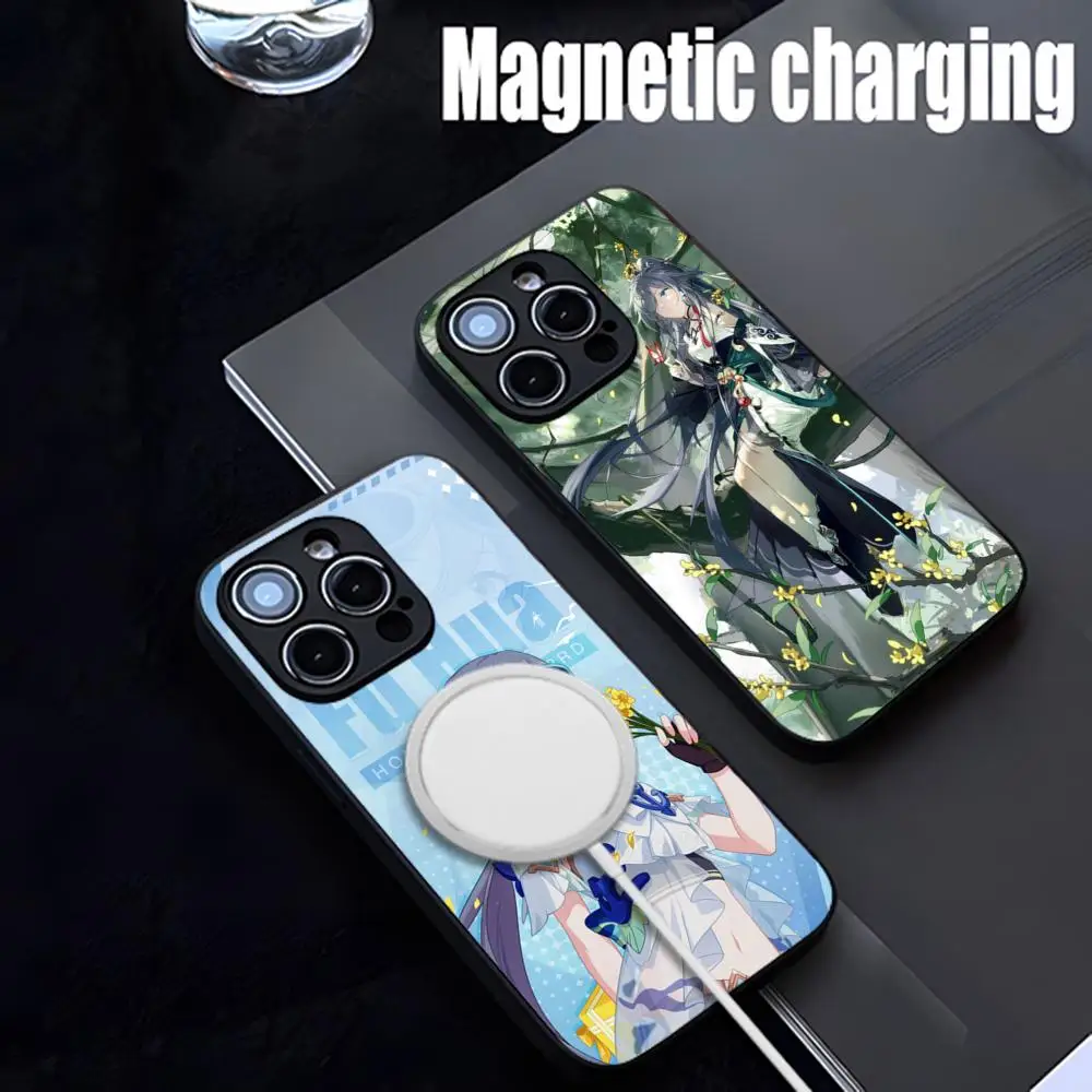 Honkai Impact3 Fu Hua Phone Case Strong Magnetism Glass For iPhone 15ProMax 14 13 12 15 11 Pro XS Max Plus Mini Coque