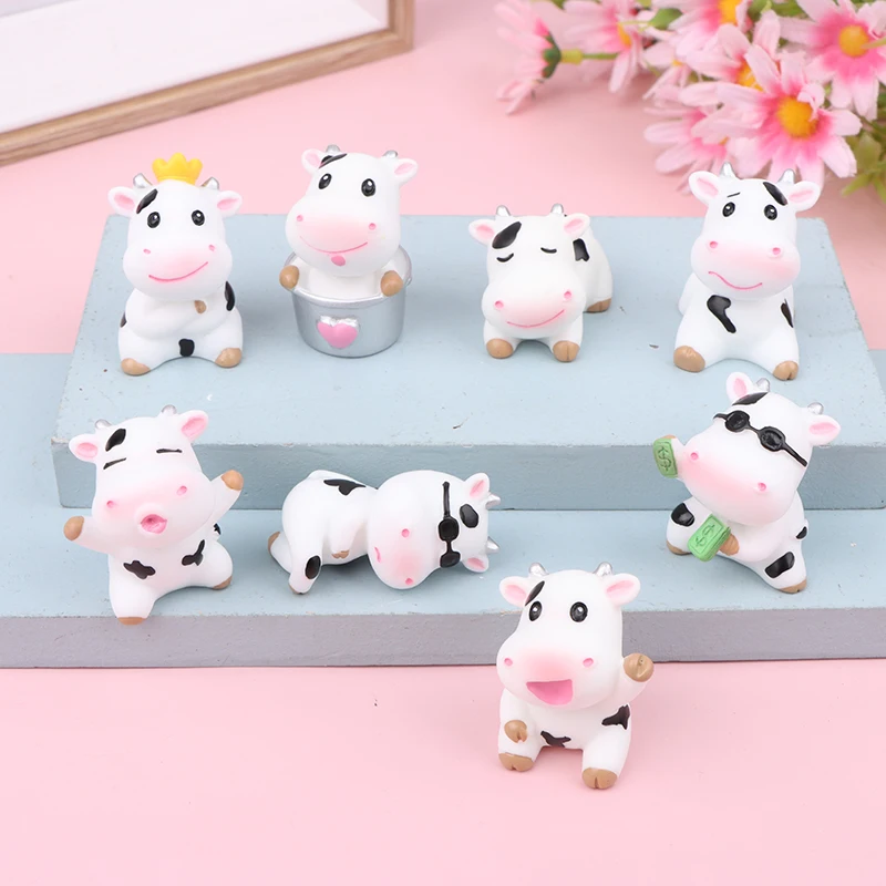 4Pcs Auto Cute Anime Plastic Cartoon Little Cow Car Accessories Gift Interior Hanging Ornament Rear View Mirror Decorations