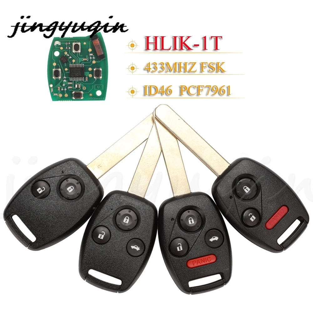 jingyuqin HLIK-1T HLIK-2T Remote Car Key Fob 433MHz ID46 PCF7961 Chip For Honda Accord Feng Fan CE0891