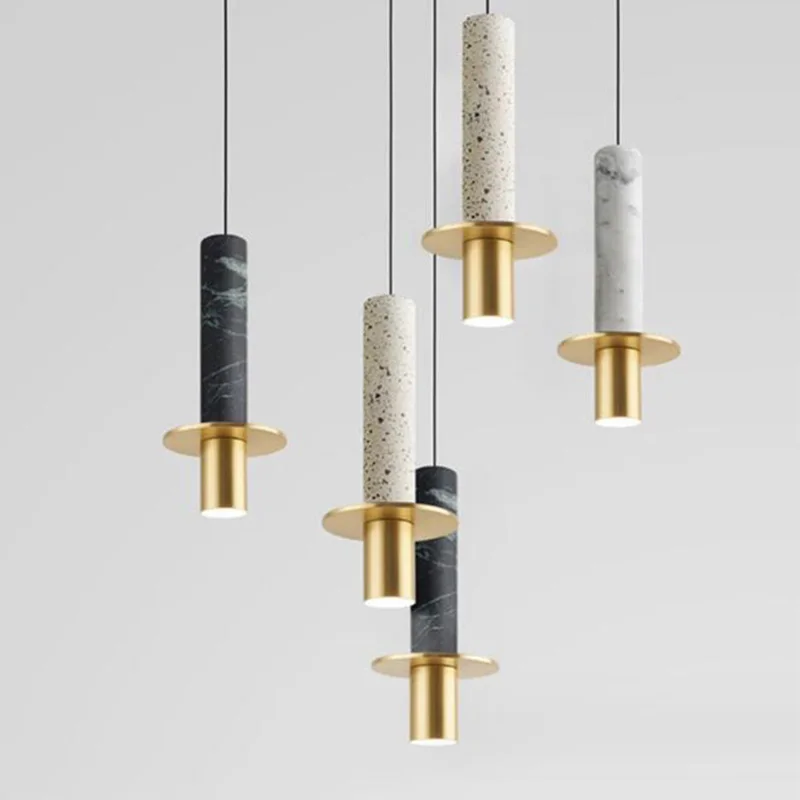 

Marble LED Chandelier Lamp Modern Metal Lampshade Hanging Light For Bedroom Bedside Living Room Home Indoor Decor Ceiling Light