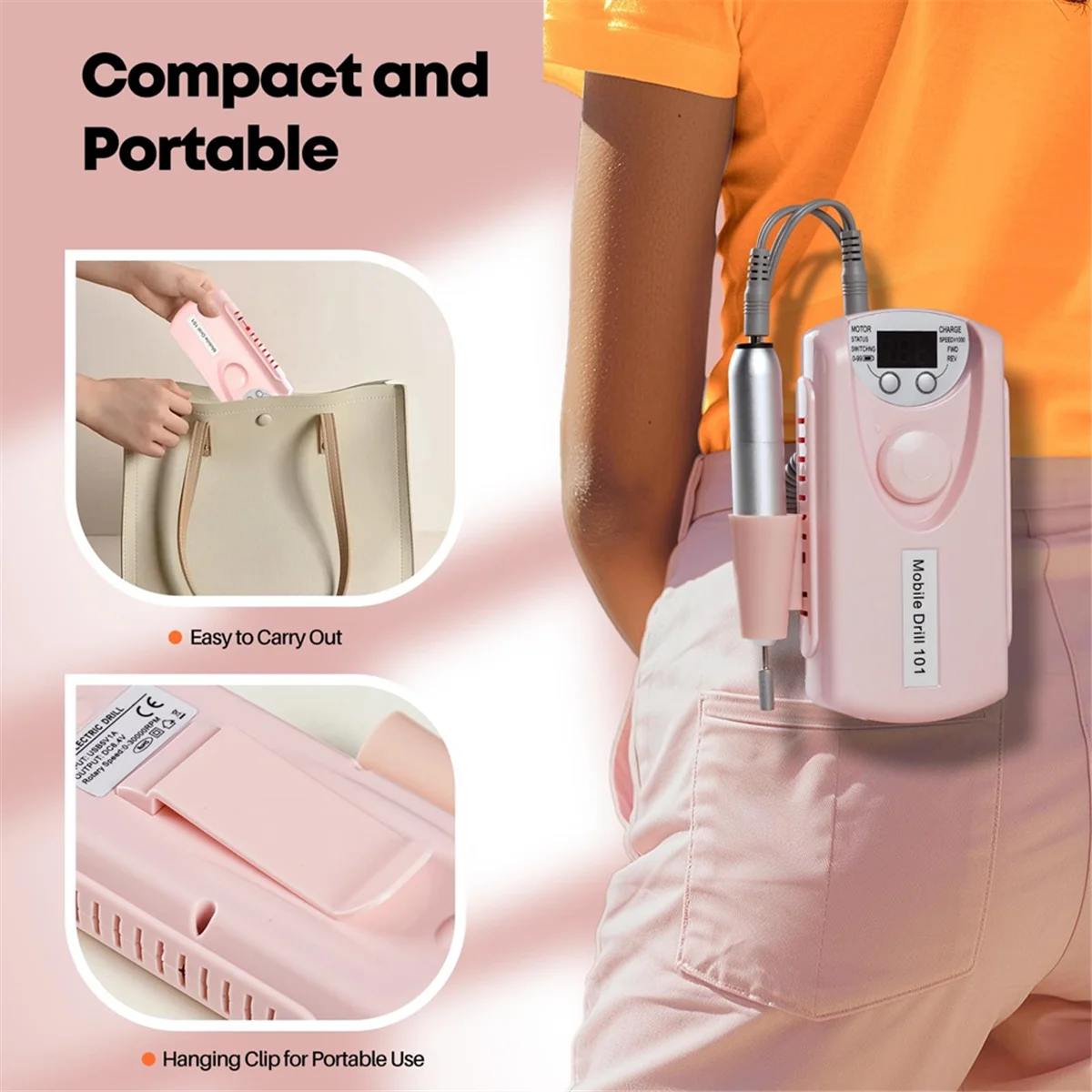 Broyeur de vernis à ongles électrique alimenté par batterie, perceuse à ongles, lime, outil de manucure