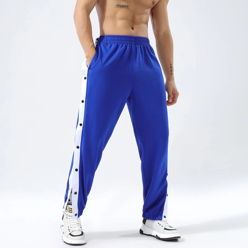 

Daily Casual Loose Straight Pants Mens Sports Training Split Zip-up Side Buttoned Designer Trousers Men 2025 Fall Fashion Pants