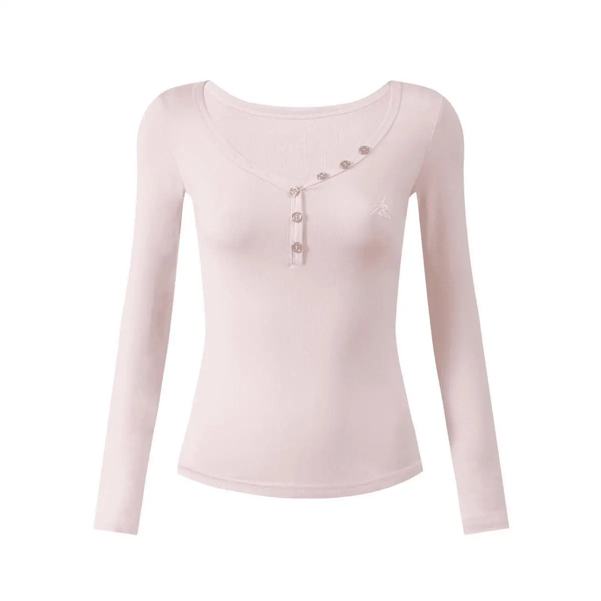 Damenkleidung Herbst-Outfit V-Ausschnitt Basic-Shirt Langarm Einfarbiges T-Shirt Mädchen Studentin Knopfdesign Elegantes Damen Slim Fit Top – Detail 6