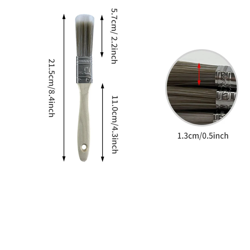 5-teiliges Pinselset, weiße, kaffeefarbene Farbe, langstielige, abgeschrägte, kuntspezifische Nylonpinsel für Grill- und Meeresgebrauch – Detail 6